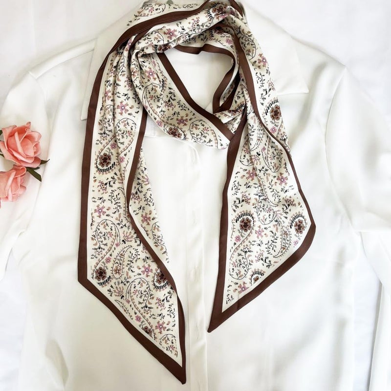 FONYVE Silk Head Scarf for Hair Fashion Headwrap for Women Lightweight Neck Tie - Image 3